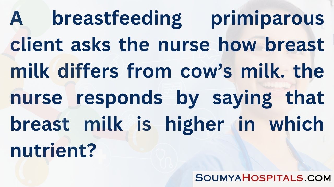 A breastfeeding primiparous client asks the nurse how breast milk differs from cow’s milk. the nurse responds by saying that breast milk is higher in which nutrient