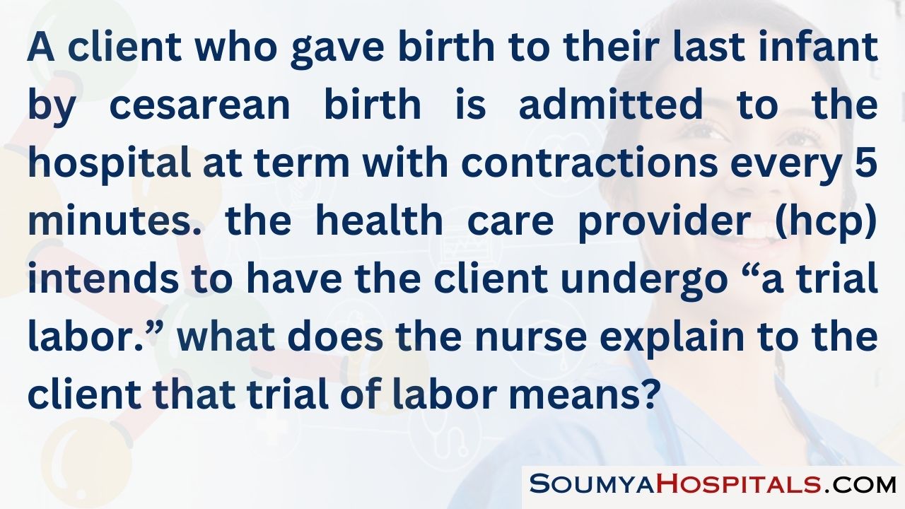 A client who gave birth to their last infant by cesarean birth is admitted to the hospital at term with contractions every 5 minutes