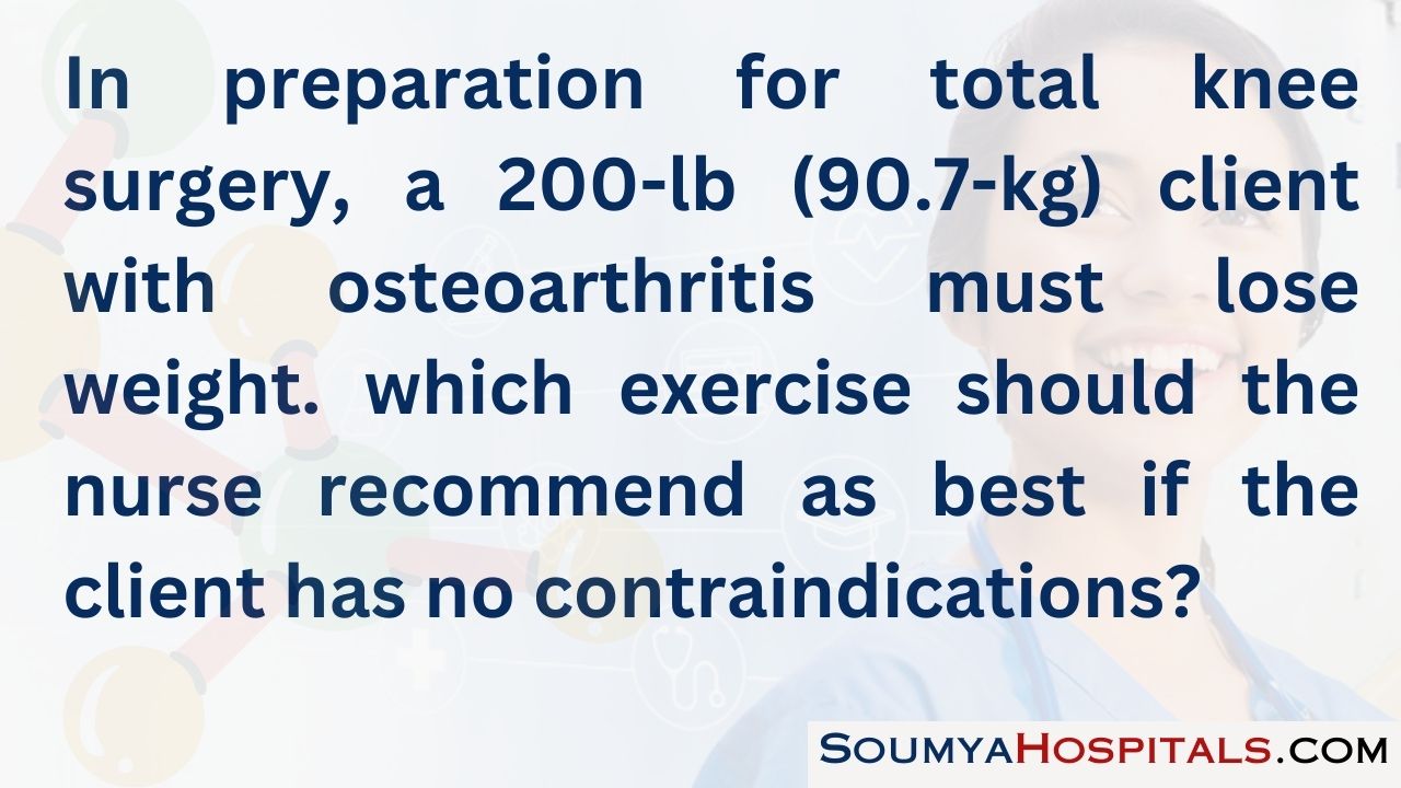 In preparation for total knee surgery, a 200-lb (90.7-kg) client with osteoarthritis must lose weight