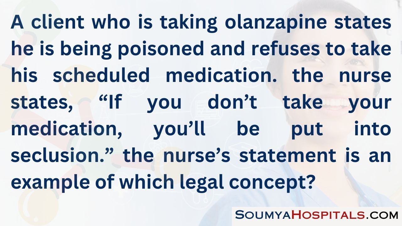 A client who is taking olanzapine states he is being poisoned and refuses to take his scheduled medication