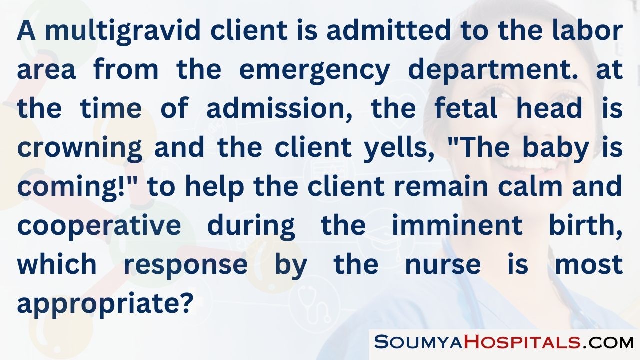 A multigravid client is admitted to the labor area from the emergency department