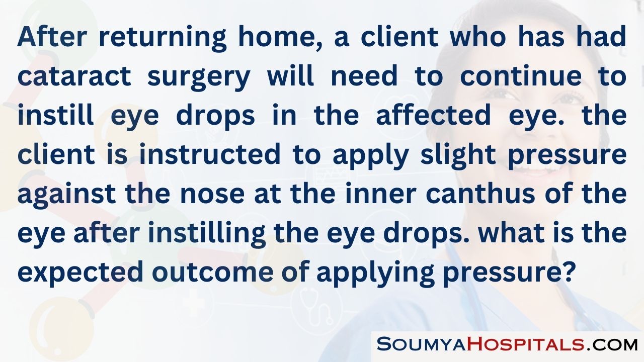 After returning home, a client who has had cataract surgery will need to continue to instill eye drops in the affected eye