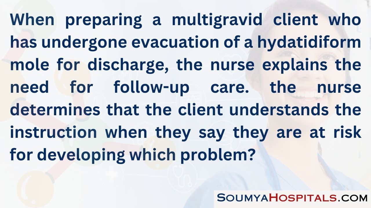 When preparing a multigravid client who has undergone evacuation of a hydatidiform mole for discharge