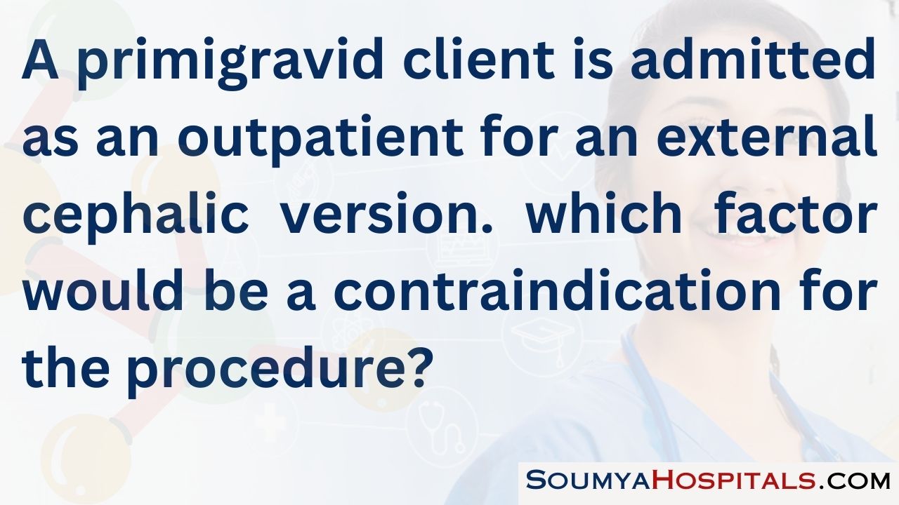 A primigravid client is admitted as an outpatient for an external cephalic version. which factor would be a contraindication for the procedure?