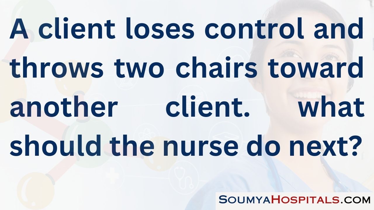 A client loses control and throws two chairs toward another client. what should the nurse do next