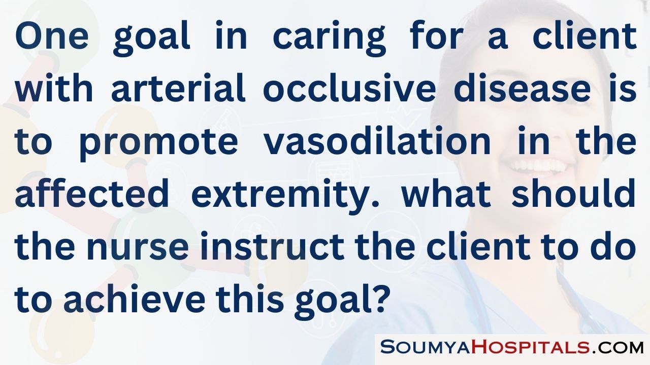 One goal in caring for a client with arterial occlusive disease is to promote vasodilation in the affected extremity