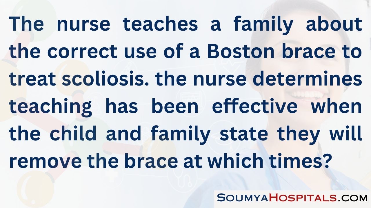 The nurse teaches a family about the correct use of a boston brace to treat scoliosis
