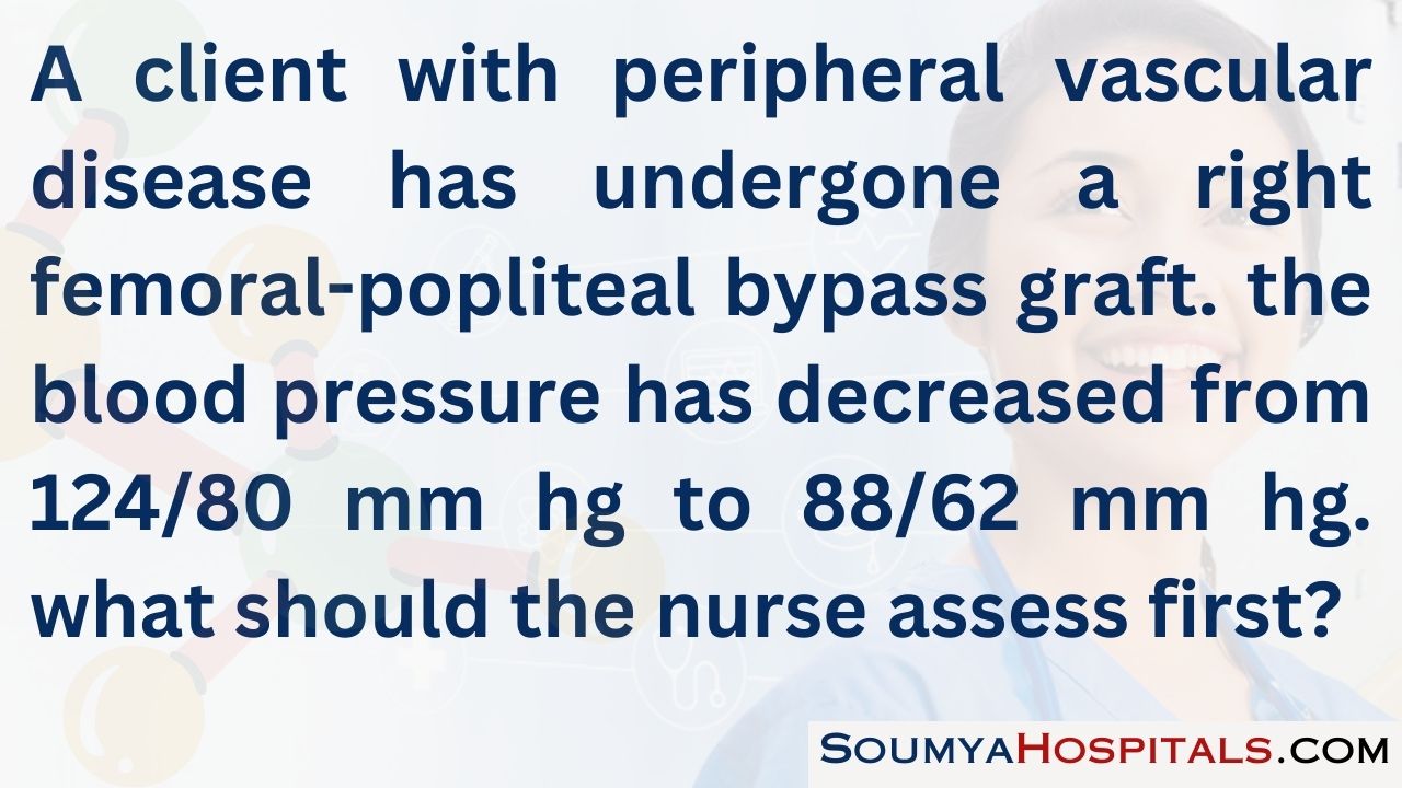 A client with peripheral vascular disease has undergone a right femoral-popliteal bypass graft