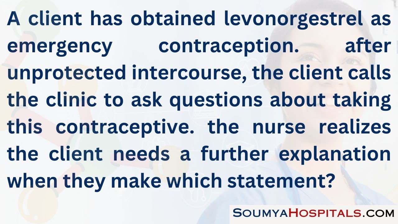 A client has obtained levonorgestrel as emergency contraception. after unprotected intercourse