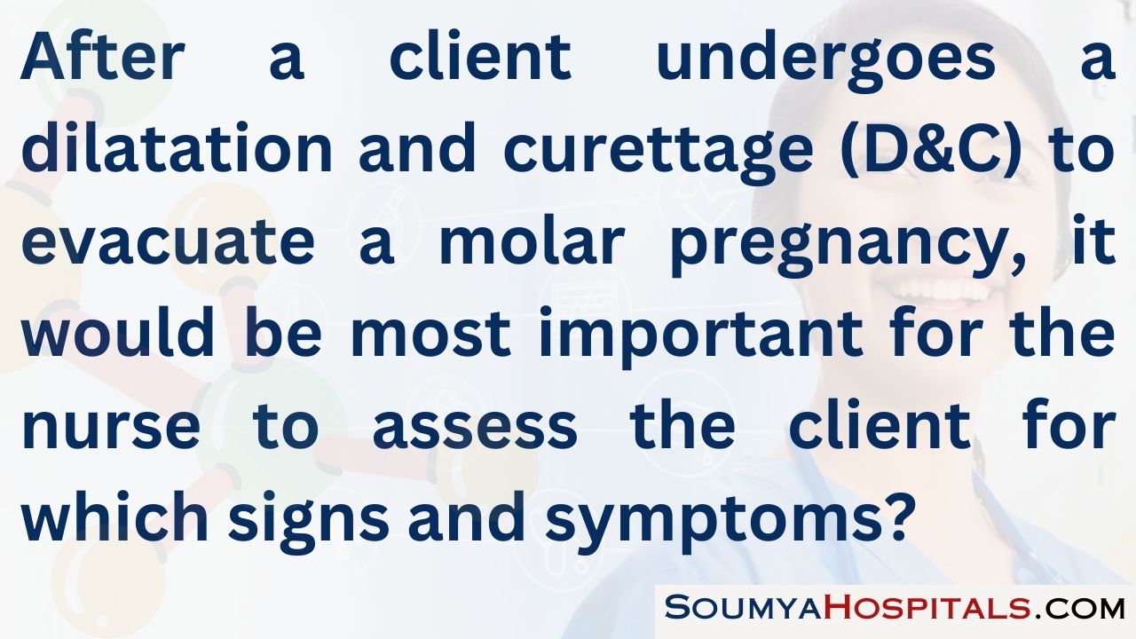 After a client undergoes a dilatation and curettage (d&c) to evacuate a molar pregnancy