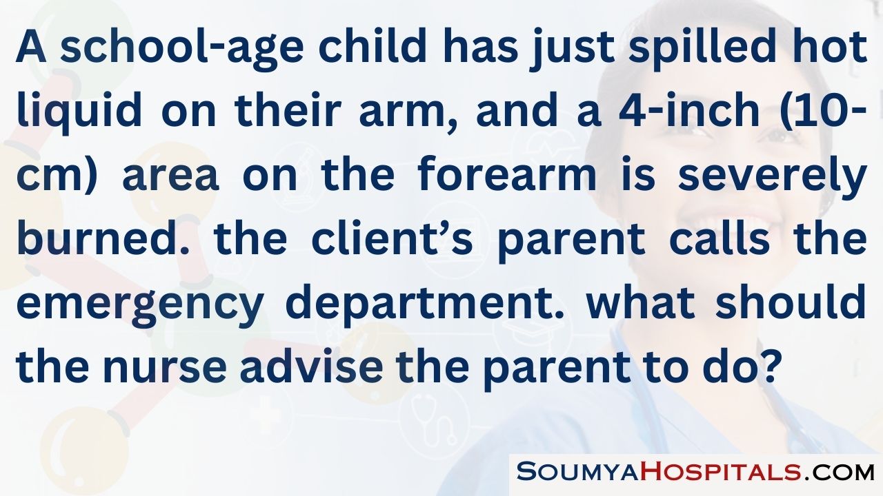 A school-age child has just spilled hot liquid on their arm, and a 4-inch (10-cm) area on the forearm is severely burned