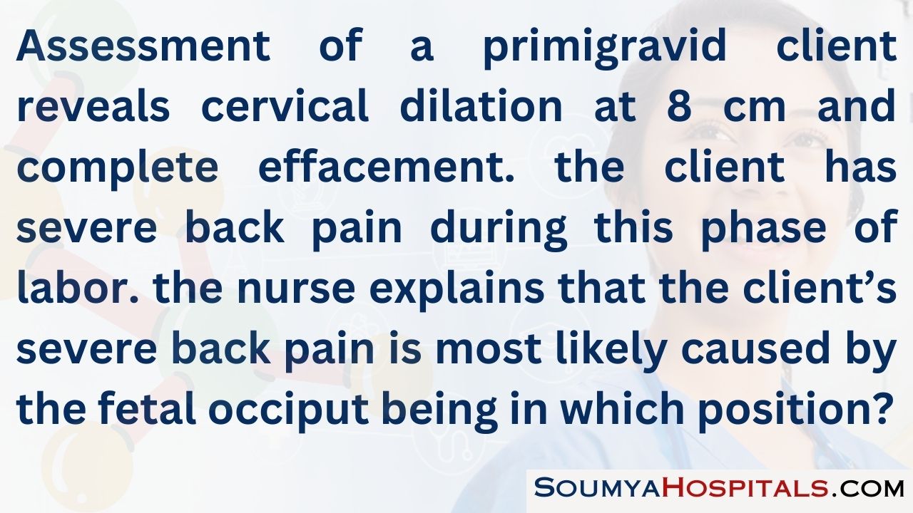 Assessment of a primigravid client reveals cervical dilation at 8 cm and complete effacement