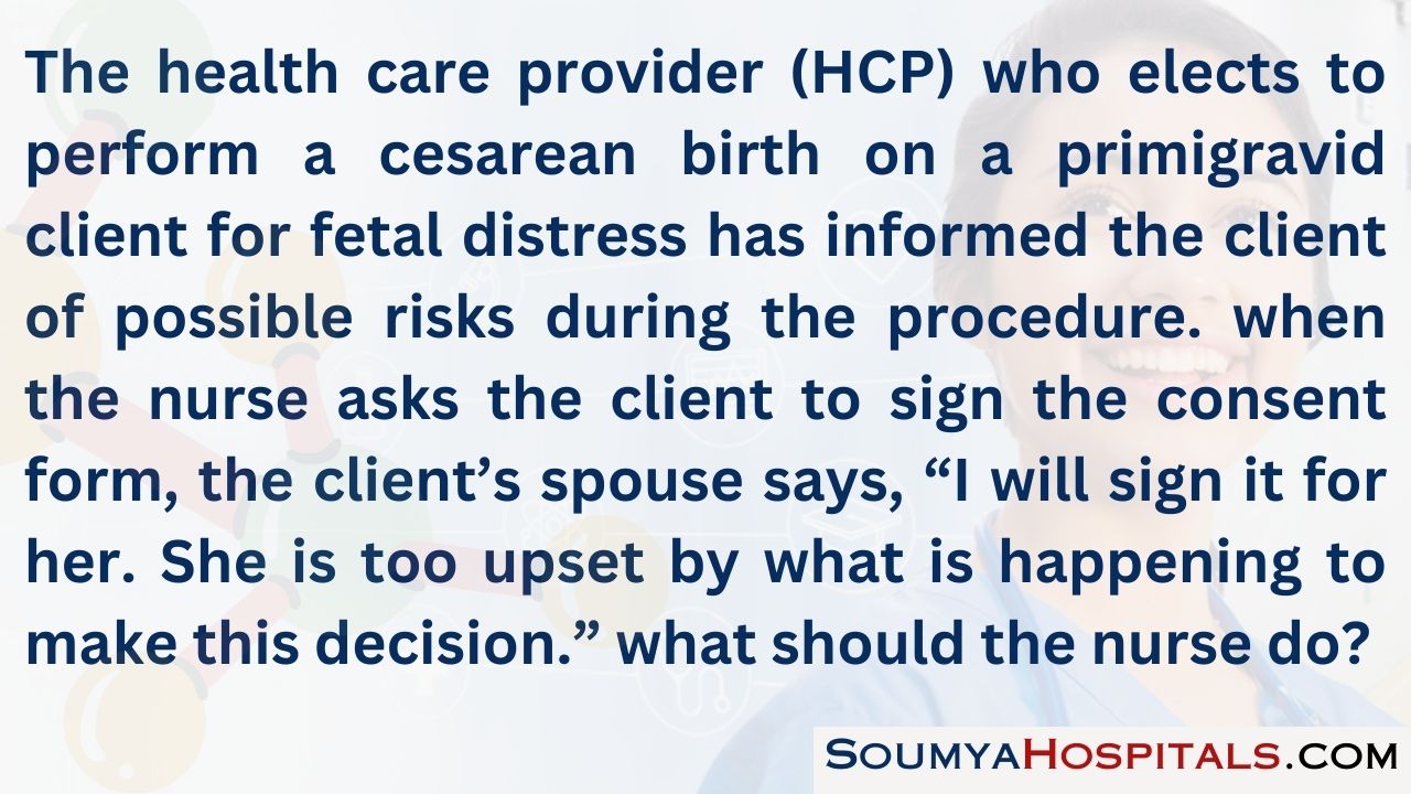 The health care provider (hcp) who elects to perform a cesarean birth on a primigravid client for fetal distress